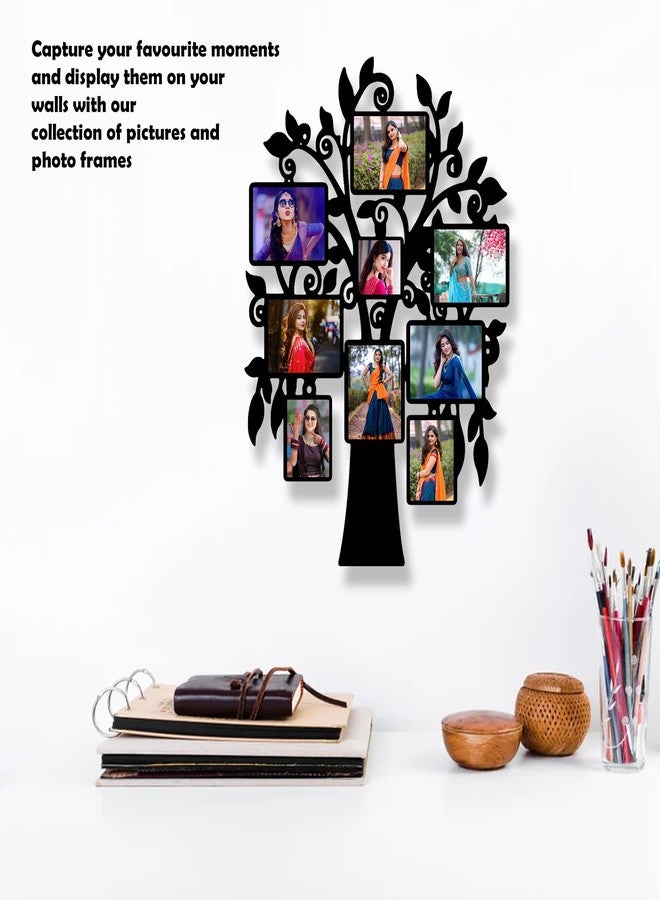 MUSHA - Wooden Tree Shape Cutout Photo Frame | 12x18 Inch Wall Mount | 9-Photo Frame | 6mm MDF Prelaminated Wood | Laser Cut | Holds 1 Square, 5 Landscape, 3 Portrait Photos - Image 3